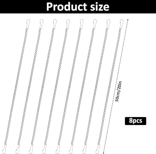 8 Pcs 20 Inch Window Hanging Chain for Stained Glass, 304 Stainless Steel Picture Hanging Chain with Hooks Decorative Chains for Hanging Suncatcher Crystals Window Art Outdoor Walls Gardens Kitchens