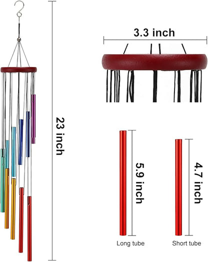 2 Pack Wind Chimes for Outside Wooden Sympathy Wind Chimes Memorial Wind Chime with 12 Aluminum Tubes and Hook Memorial Gift Decoration for Home Patio Outdoor Garden