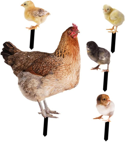 IMIKEYA 1 Set Hen Chick Ground Plug Chicken Acrylic Stake Outdoor Courtyard Decoration Garden Acrylic Sign Outdoor Adornment Simulation Chicken Insert Garden Chicken Insert Yard Ornament