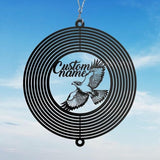 Personalized Hawk Metal Wind Spinner, Custom Hanging Decoration for Outdoor Spaces, Kinetic Bird Sculpture, Nature Lover Gift (Hawk Garden Wind Spinner)