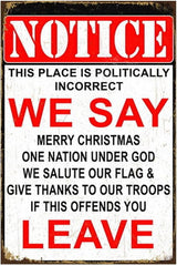 Funny No Soliciting Sign, Metal Warning Tin Signs, Notice We Say Leave, Yard Sign Garage Farm Garden Wall Decor Sign Plaque Outdoor for Home Fence 8 X 12 Inches