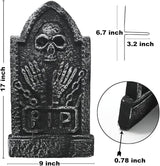CAMIRUS 17" Halloween Foam Tombstones, 5 Pack RIP Tombstones Graveyard Headstone Decor with 10 Bonus Metal Stakes for Halloween Yard Garden Lawn Patio Outdoor Decorations