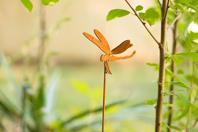 Dragonfly Garden Stake | Steel Construction with Real Rust Finish | Made in USA