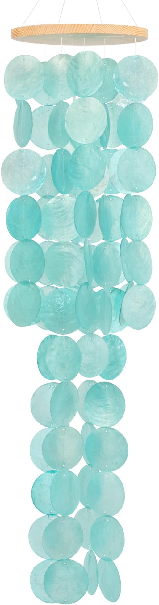 Wind Chimes for Outside - 31'' Handcrafted Turquoise Capiz Shells Windchime Coastal Style Decor for Indoor/Outdoors, Garden Decor, Great for Women, Wind Chimes Lovers and More