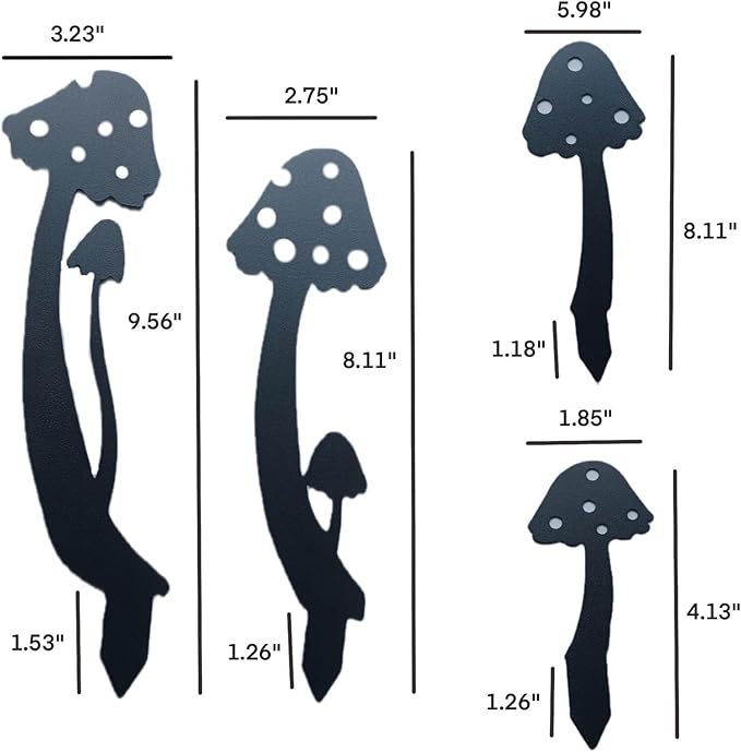 Metal Mushroom Yard Art Garden Decorative Stake Hollow Out Mushrooms Silhouette Statue Decor, 5pcs Mushroom Family Silhouette Sets for Pathway, Floor, Garden, Lawn, Outdoor Decorat (Metal Mushroom)