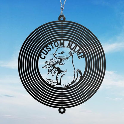 Personalized Ferret Metal Wind Spinner, Custom Hanging Decoration for Outdoor Display, Kinetic Garden Sculpture, Pet Lover Gift (Ferret Garden Wind Spinner)