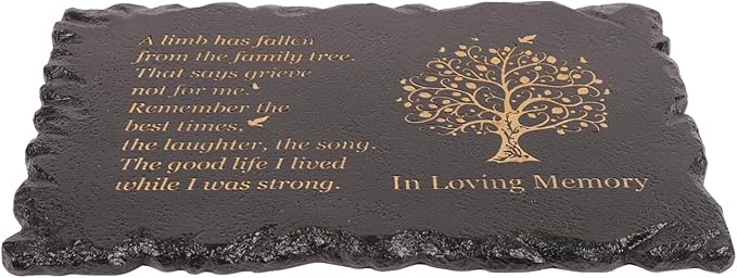 11.8 inches Long Tree of Life Song Polyresin Memorial Garden Stone, Memorial Stones for Loved Ones Outside, Memorial plaques, Sympathy Gifts for Loss of Loved one, Memorial Gifts (Black Tree of Life)