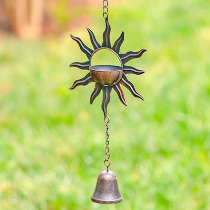 Zaer Ltd. Ornate Hanging Rain Chains (Bronze Finish, Bohemian Sun)