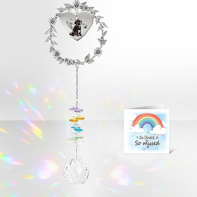 Rngmsi Dog Memorial Gifts for Loss of Dog, Pet Memorial Crystal Suncatcher Gifts, Loss of Doggie Bereavement Passing Away Sympathy Windows Hanging Remembrance Ornaments