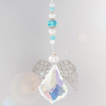 Suncatcher Crystals Bulk,Large Winged Lute Shaped Suncatcher,Crystal Angels for Outdoor Decor