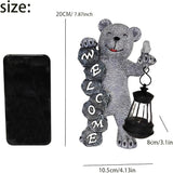 Bear Figurine Light Solar Powered Led Light- Welcome Lawn Decor Bear Garden Statues for Patio, Balcony, Yard Ornament, Outdoor Figurine Light House Housewarming Gifts, 7.8x4.13inch
