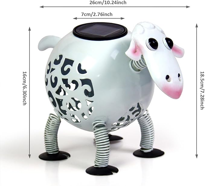 Solar Garden Statues Sheep Solar Lights Wrought Iron IP44 Waterproof Sheep Figurines Garden Decor Metal Sculptures Lights for Car 10x7 Inch