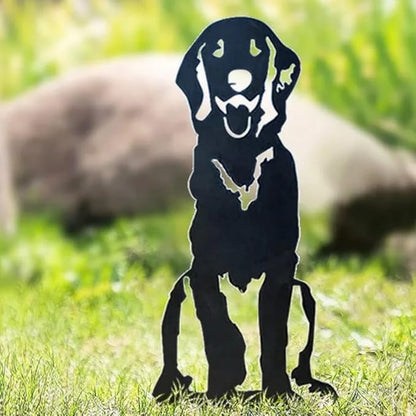 Dog Style Metal Puppy Silhouette Garden Statues French Bulldog/Doberman Pinscher Backyard Lawn Stakes, Festival Decorations & Yard Decor Iron Art (M)