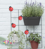 GIFTME 5 Metal Garden Yard Art Decorative 4 Pack Ladybugs Outside Garden Wall Sculptures(RED)