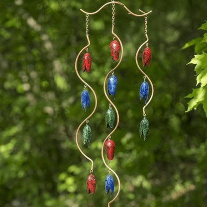 Happy Gardens Triple Bell Spiral Multicolor Wind Chime