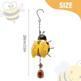 2 Pcs Metal Bee Wind Bells, Small Insect Chime Decor for Garden Yard Patio, Lucky Hanging Rustic Home Ornament, Indoor Outdoor Iron Stereo Hanging Bell