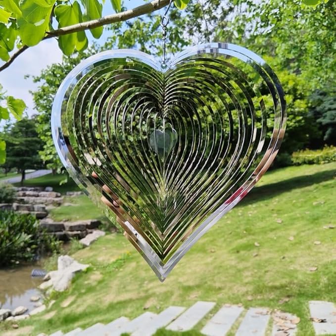 Wind Spinners Outdoor Yard Spinners - Metal Wind Spinner Outdoor Clearance, Spiral Crystal Wind Spinner, Wind Chimes for Outside, Garden Wind Spinners, （10 inch）