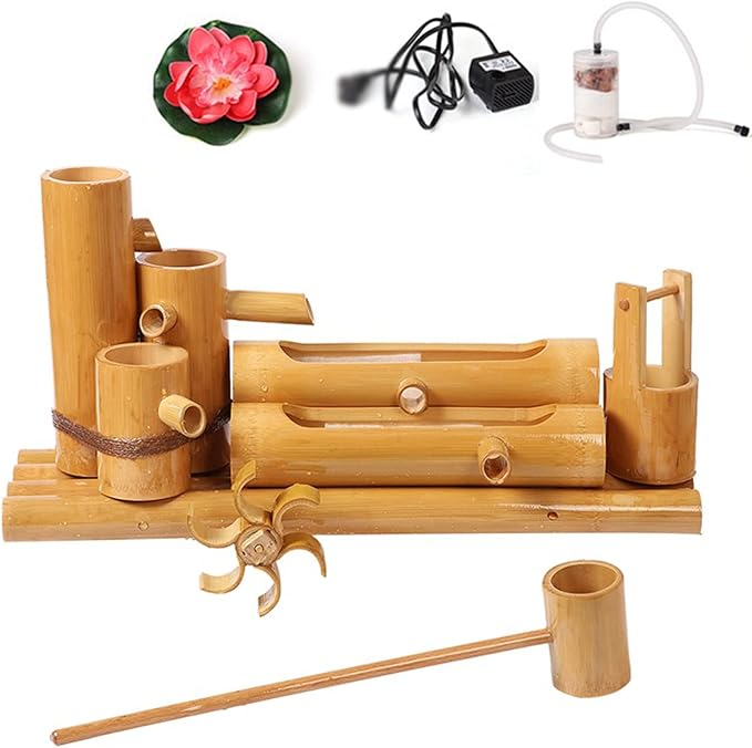 Water Features for The Garden Bird Bath Bamboo Fountain Outdoor WaterFountain is Suitable for Garden Fish Tank Ponds, Etc. to Make It More Exquisite,3(2(60cm/23.6in)