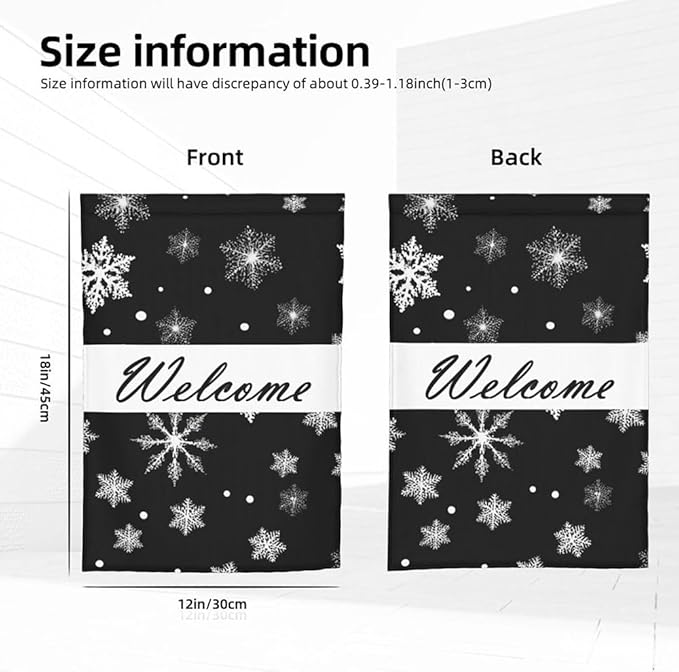 Gkyygk Winter Snowflake Christmas Welcome Garden Flag 12x18 Inch Double Sided Small Burlap Banners Yard House Decor for Men Women