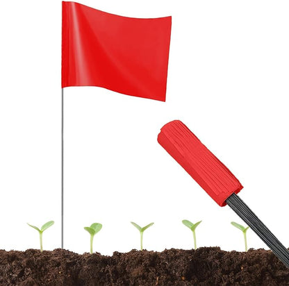 50Pack Red Marking Flags, JIZHGRAD 15x4x5 Inch Marker Flags Use for Yard & Lawn, Boundary & Dog Training, Survey & Landscape, Sprinkler & Surveyor, Garden & Construction, High Visibility, Sturdy, Versatile, UV & Weather Resistant
