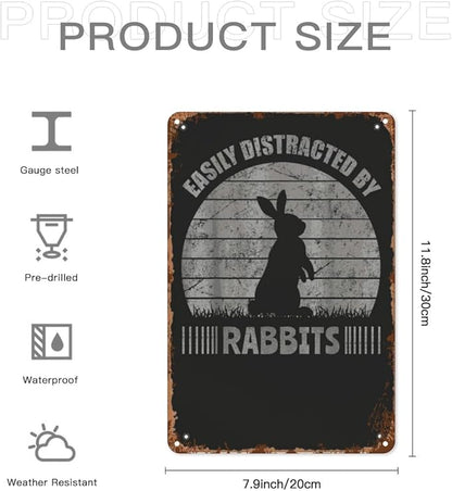 Patio Wall Decor Farmer Rabbit Vintage Signs Metal Club Indoor & Outdoor Wall Decor Cute,Funny,Inspiring Plaques For Home,Office,Yard,Bathroom 8X12inch