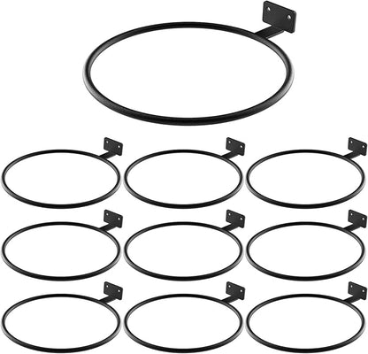 Wall Flower Pot Holder Bulk 6in 10Pack Ring Plant Hanger, Metal Planter Hooks Wall Mounted Bracket Heavy Duty for Outdoor Indoor Black