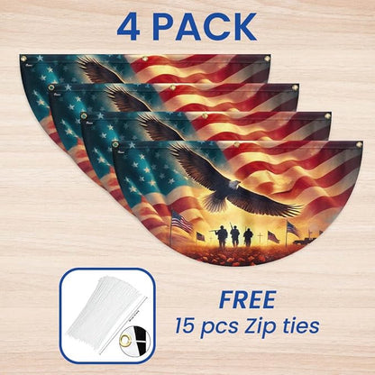 FLAGWIX American Eagle Veteran Flag - Non-Pleated American Army Fan Flag Bunting 1x3 ft - Veteran Gifts for Men Women, Patriotic Veteran Memorial Day Decorations Indoor Outdoor for Home Garden Decor