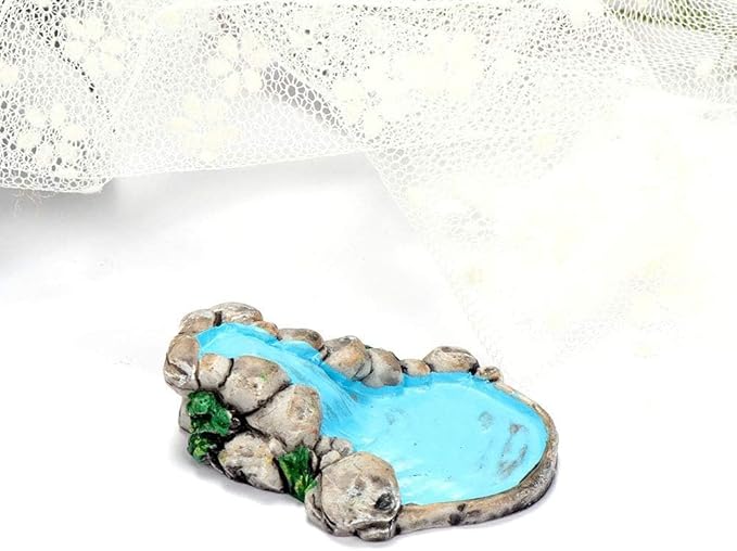 1Pc Blue DIY Mini Water Pool Fairy Garden Lawn Ornament Outdoor Miniature Statues for Mountain Dollhouse Decor Craft Garden Sculptures and Statues