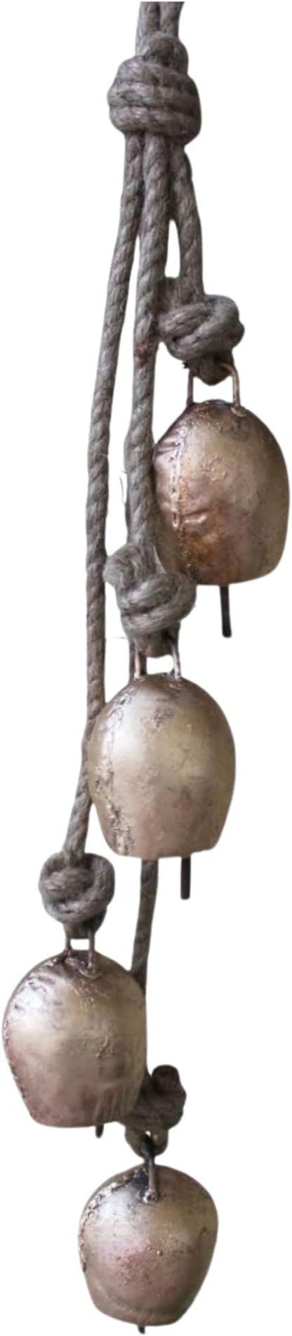 Mango Gifts Shabby Chic Rustic Vintage Cow Bells Hanging Chimes with Rope Tranquil, Bohemian Style Wind Chimes for Garden Outdoor and Patio (MGT24)