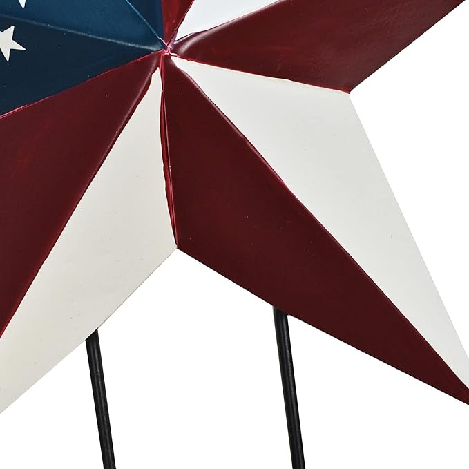 Linfevisi American Flag Star Yard Signs 17.7 Inch 2 Pack of Metal Patriotic Barn Stars Garden Stakes US Flag Outdoor 4th of July Decorations Memorial Day Yard Art Lawn Ornaments Patio for Outside