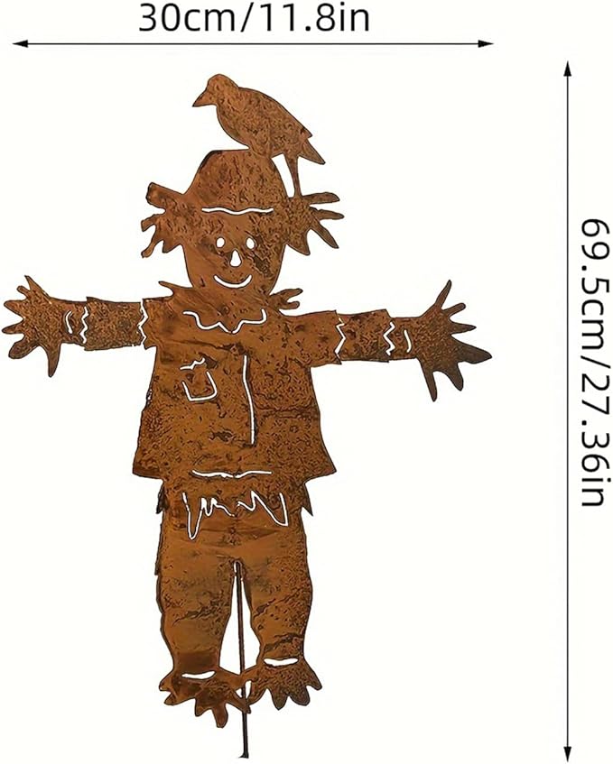 BestAlice 27.36 in Outdoor Metal Scarecrow, Garden Art, Fall Decorative Yard Signs with Stakes, Garden Yard Stake for Home Lawn Front Door Fall Harvest Wall Hanging Decor