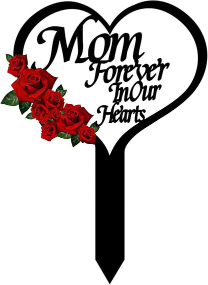 OZIO Memorial Grave Markers for Cemetery, Heart Memorial Plaque Stake Cardinals Garden Stake Memorial Metal Grave Stake Decoration for Mom Dad Cemetery Outdoors Yard Garden