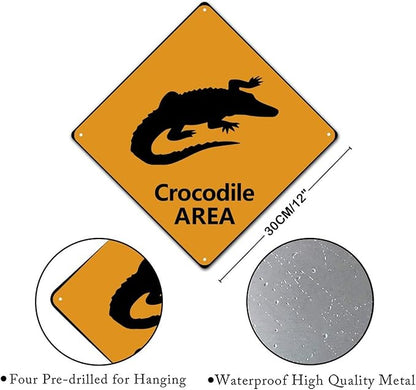 Crocodile Crossing Xing Sign Beware of Crocodile Metal Sign Ocean Animal Funny Warning Sign Crossing Zone Sign for Farm Yard Front Door Indoor Outdoor Street Sign 12x12in