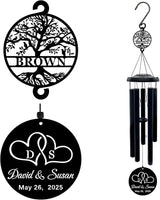 Personalized Initial Hearts Love Wind Chime Gift for Couple, Wedding Gift, Anniversary Couple Gift,Gift for Couple, Personalized Anniversary Wedding Gift 37''