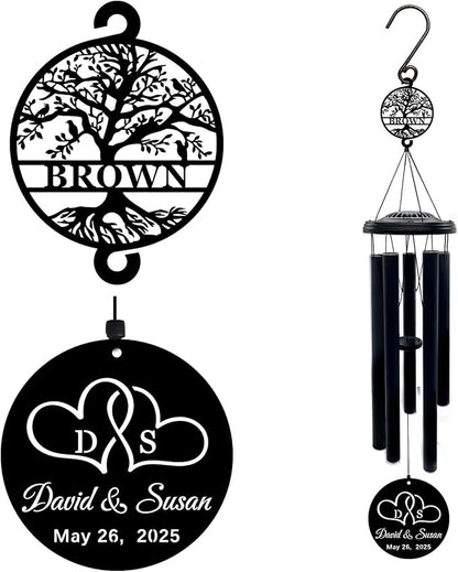 Personalized Initial Hearts Love Wind Chime Gift for Couple, Wedding Gift, Anniversary Couple Gift,Gift for Couple, Personalized Anniversary Wedding Gift 37''