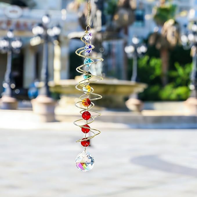 Rainbow Crystal Suncatcher, Spinners Crystal Wind Chimes, Suncatchers for Windows Hanging, Wind Chimes Indoor Gifts for Women