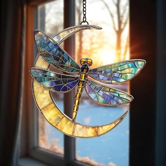Flying Owl Acrylic Suncatcher, Boho Suncatchers for Window Hanging Ornament, Bohemian Stained Glass Effect Art Garden Decor, Gifts for Mother's Day, Mom, Grandma, Wife, Women, Nana