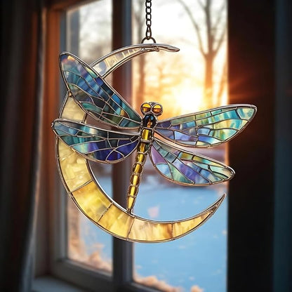 Dragonfly Acrylic Suncatcher Dragon Fly Stained Glass Effect Window Hanging Dragonflies Sun Catcher Bohemian Garden Decor Valentines Day Decoration Gifts for Girlfriend Wife Women Teacher