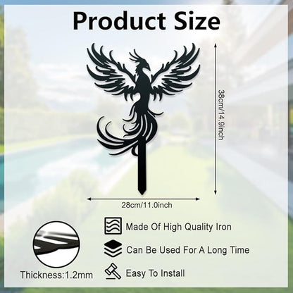 WADORN Phoenix Rising Metal Decorative Garden Stakes, Funny Bird Metal Outdoor Statues Weatherproof Garden Decoration Ornament Gifts Bird Outdoor Yard Decor for Backyard Pathway Patio Lawn Walkways