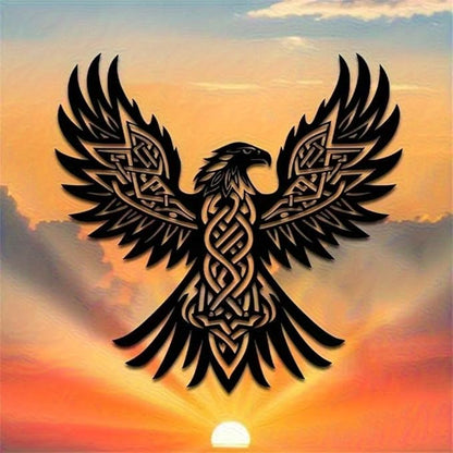 WPCJREU Totem Metal Wall Art, Eagle Feather Celtic Knot Iron Sculpture, Spiritual Tribal Decor for Living Room, Office & Patio