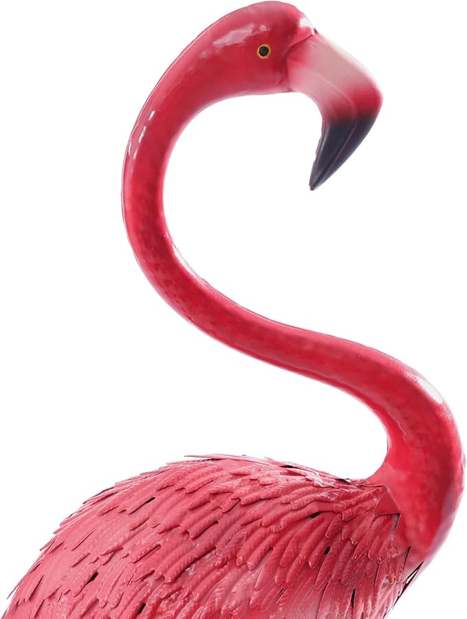 Outdoor Flamingo Garden Statues Set of 1/2/3, Metal Lawn Art Decorations with Rustproof Iron, Lifelike Tropical Bird Sculpture for Yard Patio Terrace Wedding Birthday Gift