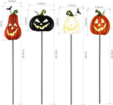 Halloween/Thanksgiving Metal Stakes Pumpkin, Jack o Lantern Spooky Faces Smile with Luminous Effect, Garden Yard Signs, Halloween Pumpkins Outdoor, Pumpkin Decorations Outdoor,Set of 4