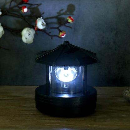 LED Solar Powered Lighthouse,360 Degree Rotating Lamp Waterproof Statue Rotating Lights for Garden Yard Outdoor Decor