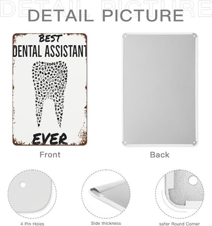 Vintage Retro Metal Wall Decor Signs Best Dental Assistant Ever for Home,Kitchen,Bathroom,Patio & Garden Inspirational & Funny Life Quotes 8x12 Inches