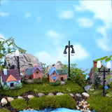 Leadigol 4pcs Miniature Fairy Garden House,Miniature Garden Landscape Desk Ornaments Yard Bonsai Resin Landscape Mini Fairy Houses DIY Villa Decor