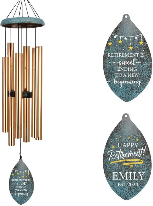 ASTARIN Personalized Happy Retirement Gift, Produced in USA Retirement Wind Chimes for Women Men, 35" Large Deep Tone Wind Chime Retire Gifts for Teacher Co-Workers Boss Husband Friends Parents