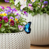 JOONOR 2 Pieces Stained Acrylic Butterfly Flower Pot Hugger Cute Animal Statue for Planter Hanger Decorations Outdoor Fairy Garden Planter Edge Accessories,Butterfly