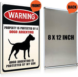 Funny Dog Warning Metal Tin Signs Wall Art Decor Property is Protected By a Dogo Argentino Sign for Home Decor Gifts to Indoor and Outdoor Use - 8x12 Inch