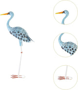 Blue Egret Statue Garden Decoration Collectibles Bird Figurine Metal Yard Art Animal Sculpture for Porch Outside Farmhouse