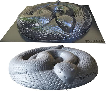SvitMods Mold Snake DIY Statue for Garden Black ABC Plastic Concrete Cement Mould Rattlesnake Garden Decor Mold Croc for Garden Figure (D72 + D72-Smsll)
